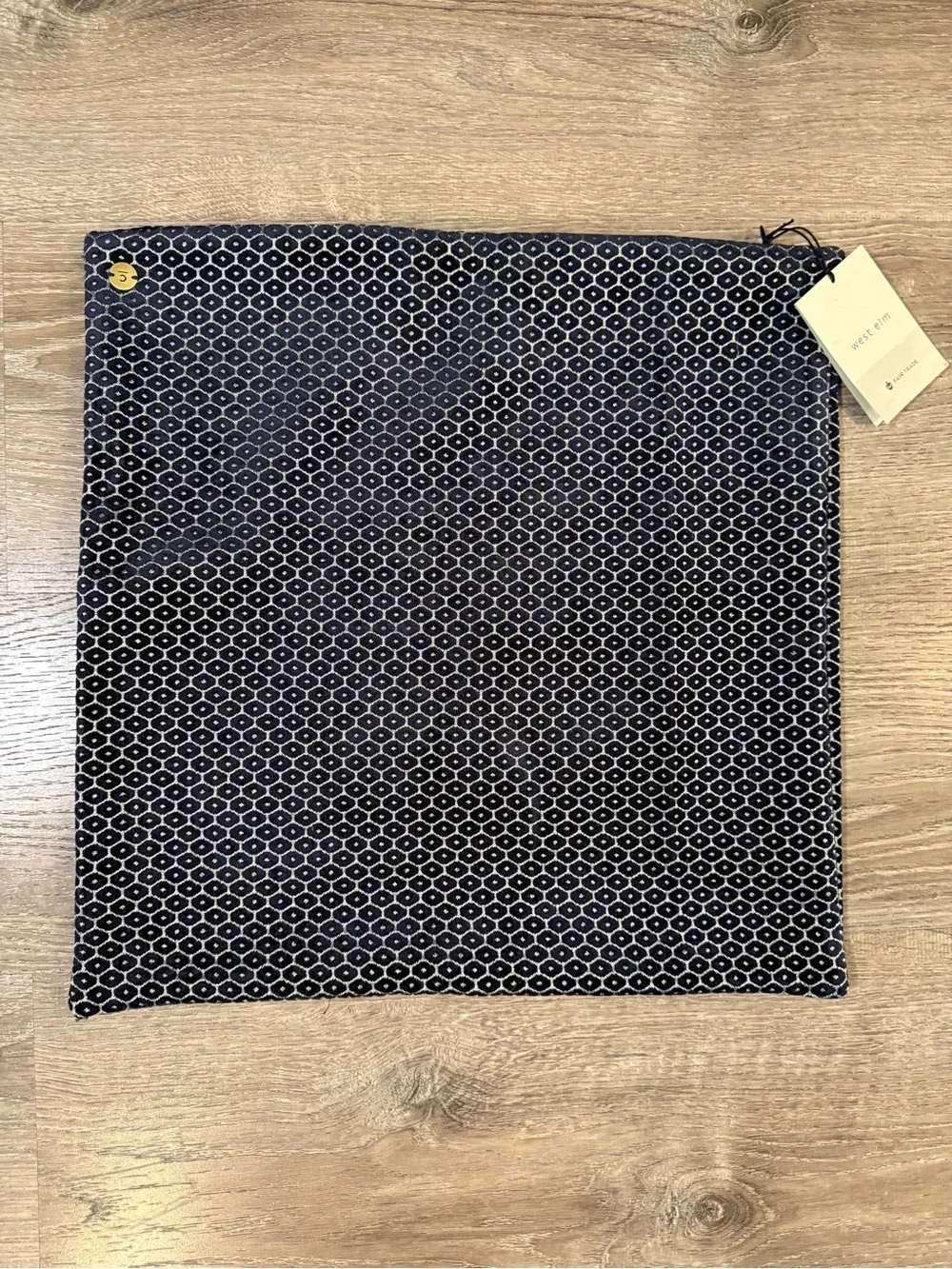 West Elm pillow cover geometric, honeycomb pattern.